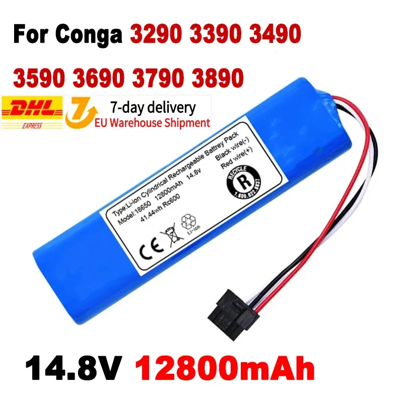 Original Rechargeable battery For Conga 3290 3390 3490 3590 3690 3790 3890 Sweeping Mopping Robot 14.8V 12800mAh Vacuum Cleaner