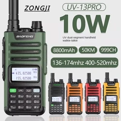 Baofeng-UV-13 PRO Walkie Talkie, 10W, 8800mAh, USB tipo C, transceptor de banda dupla, rádio CB, VHF, UHF, lanterna LED forte