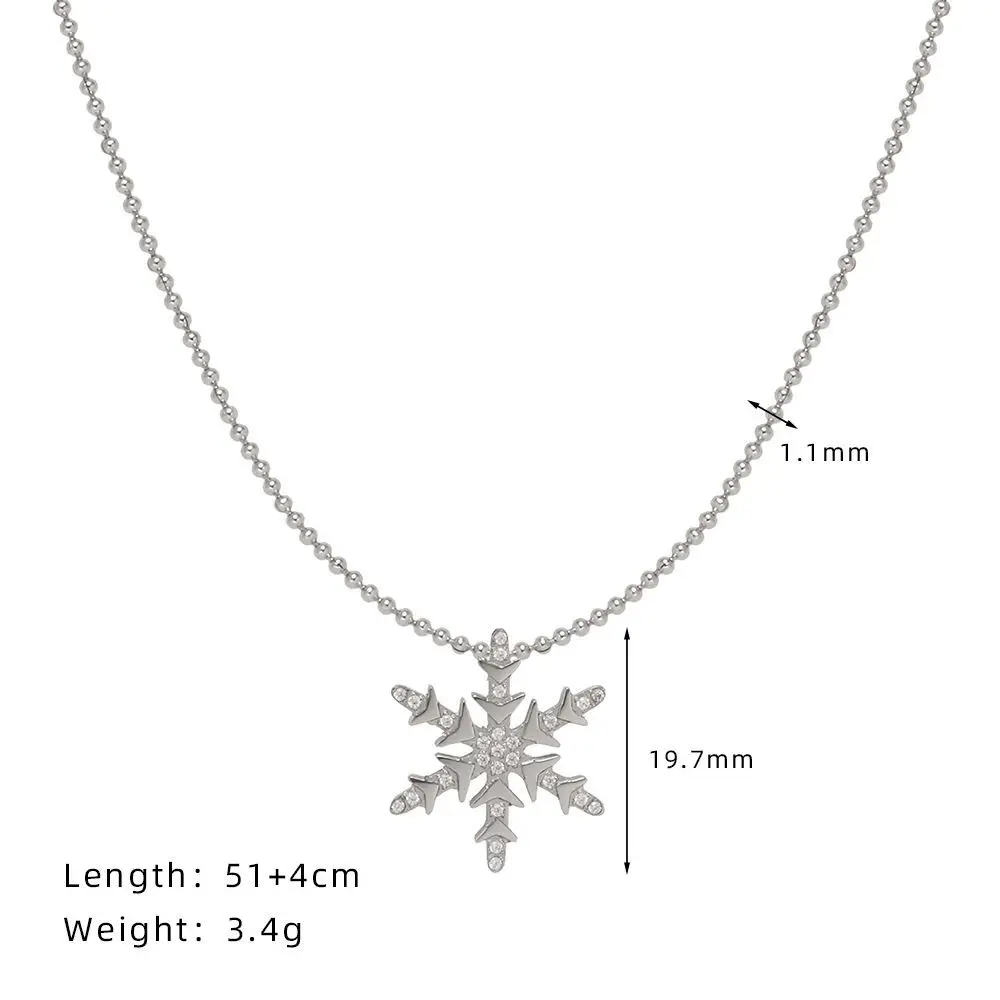 New 316L Stainless Steel Inlaid Zircon Snowflake Pendant Necklace 2024 Rust Proof Exquisite Daily Chic Women Waterproof Jewelry