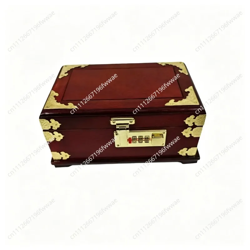 Wooden Jewelry Box Password Lock Storage Organizer Carved Solid Wood Makeup Jewelry Case Hairpin Bracelet Storage Box Wedding