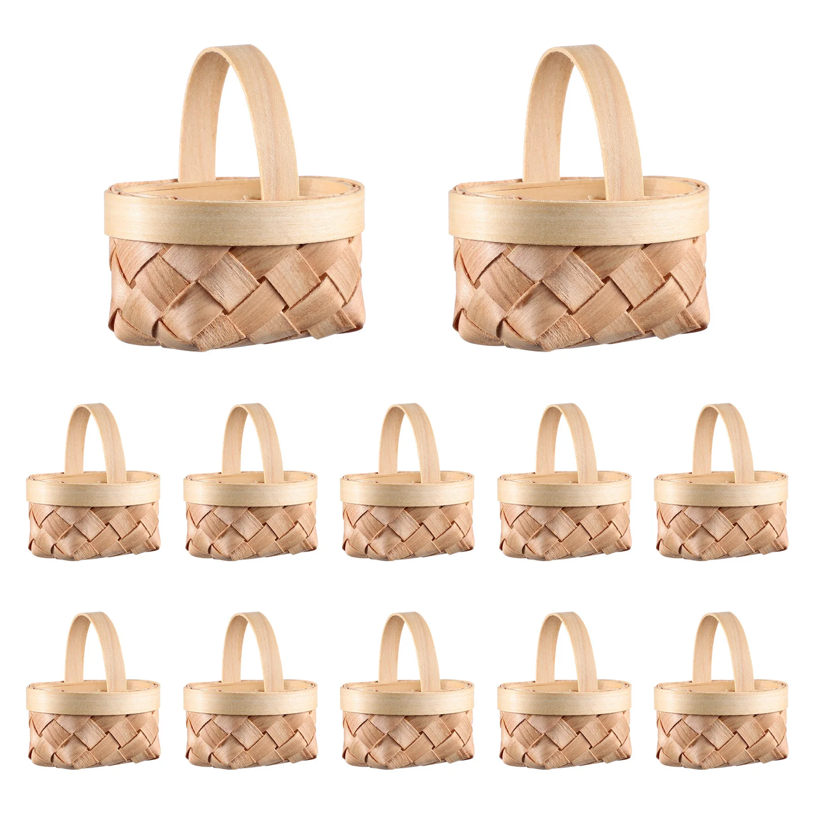 

12Pcs Mini Wooden Woven Baskets Small Storage Portable Candy Container Decorative Mini Wooden Baskets Tiny Party Favors