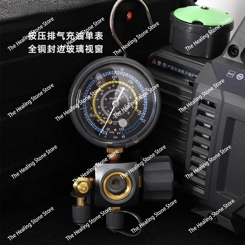 R22r32 Press Exhaust Oil Filling Single Meter Fluorometer Air Conditioning Pressure Gauge Refrigeration Repair Tool