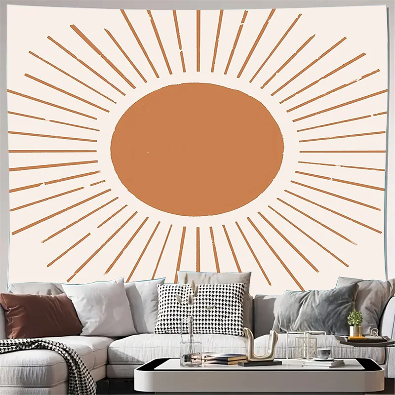 

Гобелен в стиле бохо, настенный эстетический декор комнаты, текстурированный солнечный луч, геометрический настенный художественный декор для комнаты в общежитии, настенный декор в стиле природы
