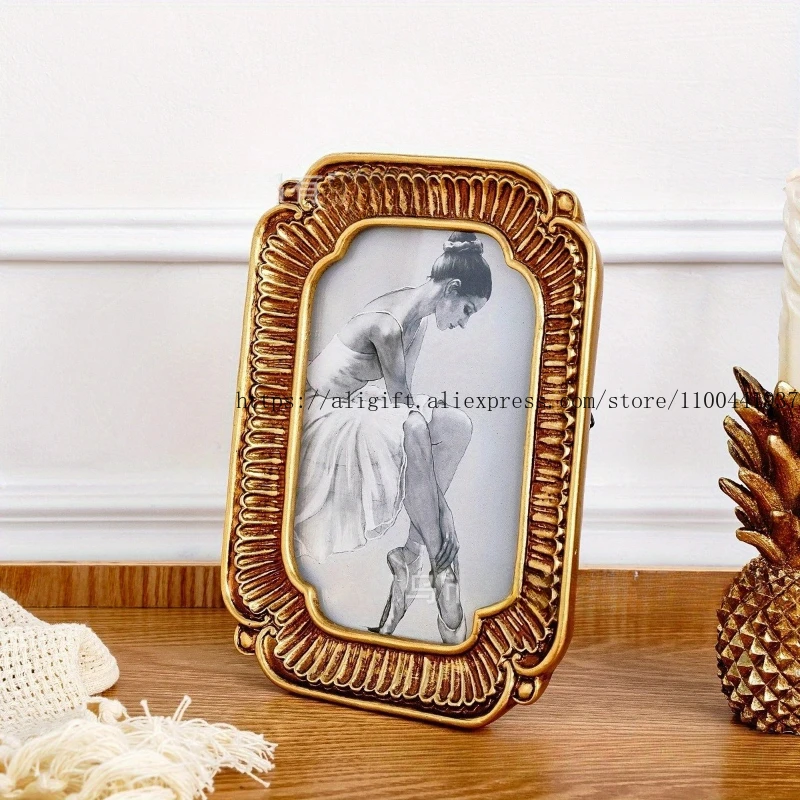 

European-Style Retro Gold Retro Shell Pattern Decorative Photo Frame Horizontal And Vertical Dual-Purpose Photo Display Frame