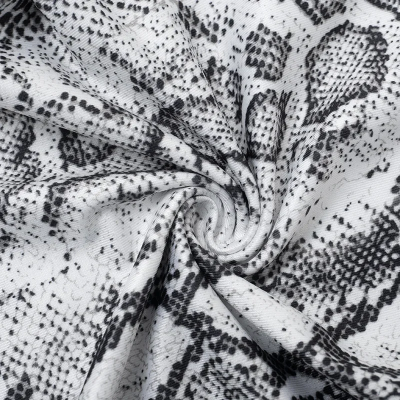 Women Sexy Serpentine Print 2 Piece Set Furry Collar Halter Backless Tank Bodysuits Tops + High Waist Pencil Pants Clubwear Suit