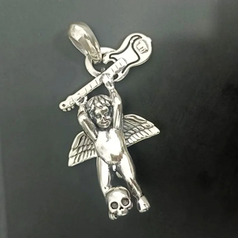 

Подвески из стерлингового серебра 925 пробы для мужчин и женщин, ретро-тиснение Купидона, череп-ангел, новая мода, ювелирные изделия в стиле панк, оптовая продажа
