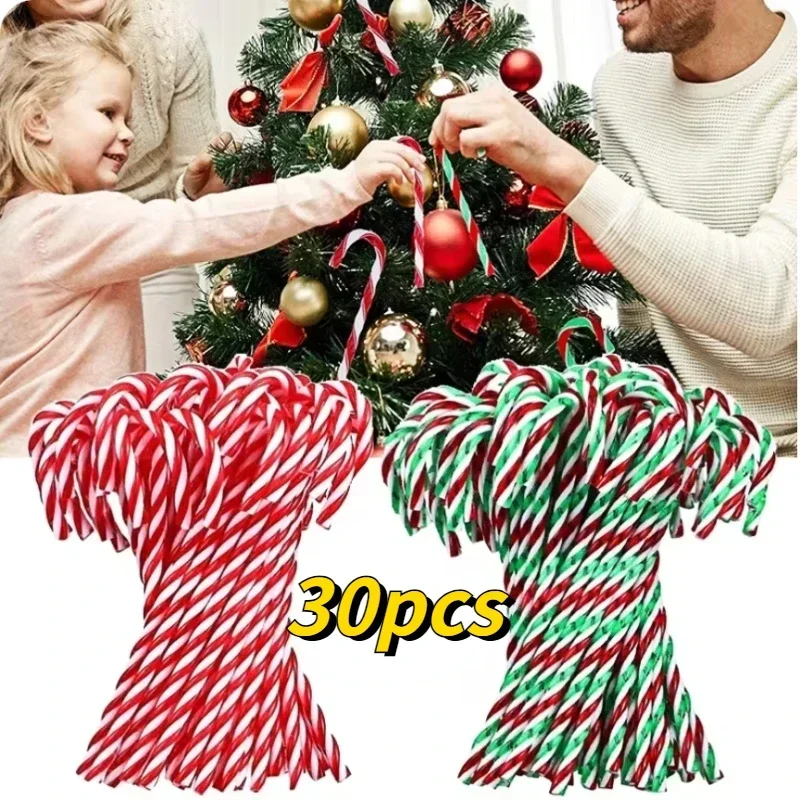 

10/30pcs Christmas Candy Canes Acrylic Xmas Tree Hanging Twisted Crutch Pendant New Year Christmas Party Home Decoration
