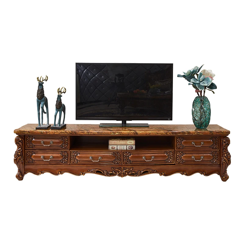 

American retro all-solid wood paint storage TV cabinet 2.4 meters
