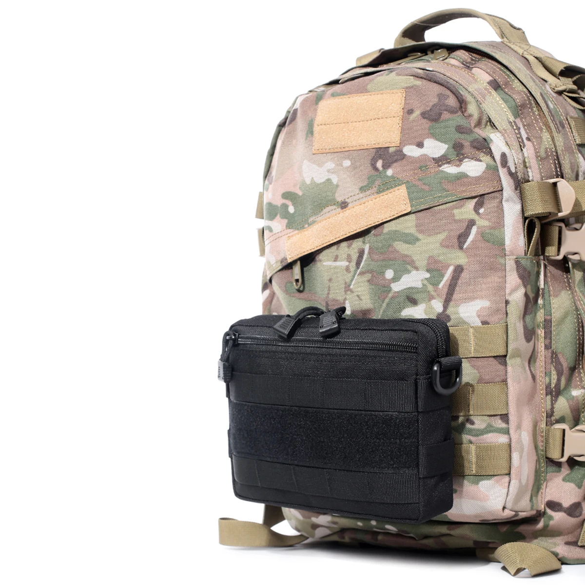 

Waterproof Durable Nylon Outdoor Hiking Mountaineering Belt Pouch Tactical Bag For Backpack Vest Black Large Capacity Cell Phone