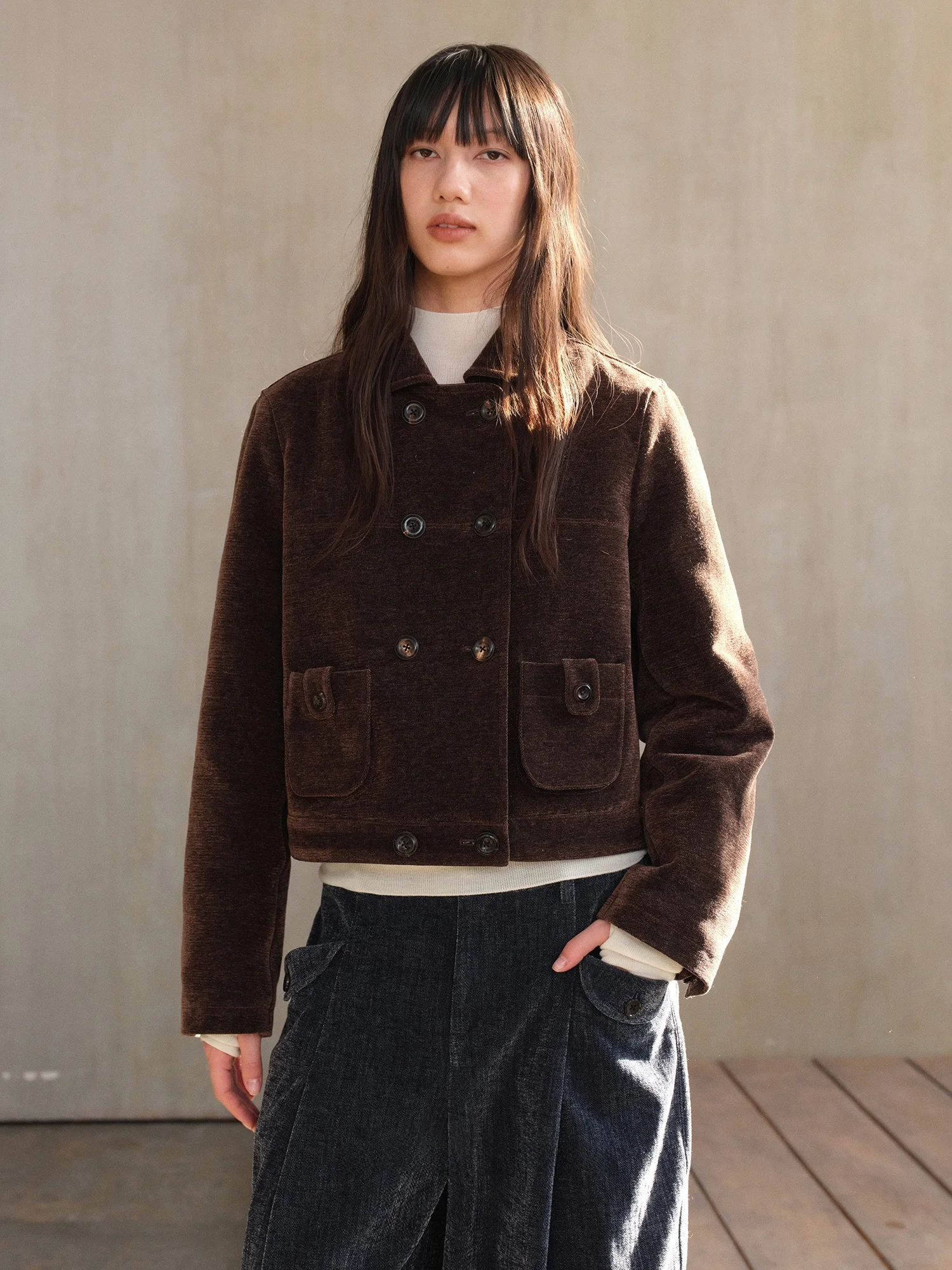 

Un2025 Winter New Retro Sle ort Cotton Jaet Doll Collar Double Row Buttons New Snowy Cotton Outerwear for Women