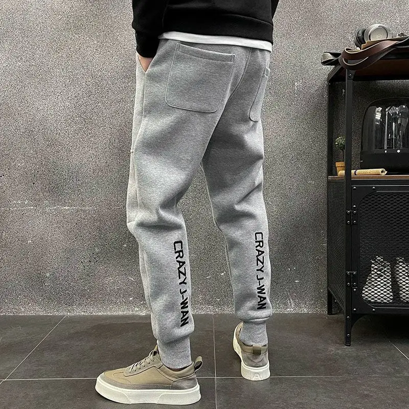 Male Sports Pants Graphic Men's Sweatpants Grey Harem Trousers Cotton Joker Needle Track Retro Gym Y2k Baggy Korean Wide Slacks