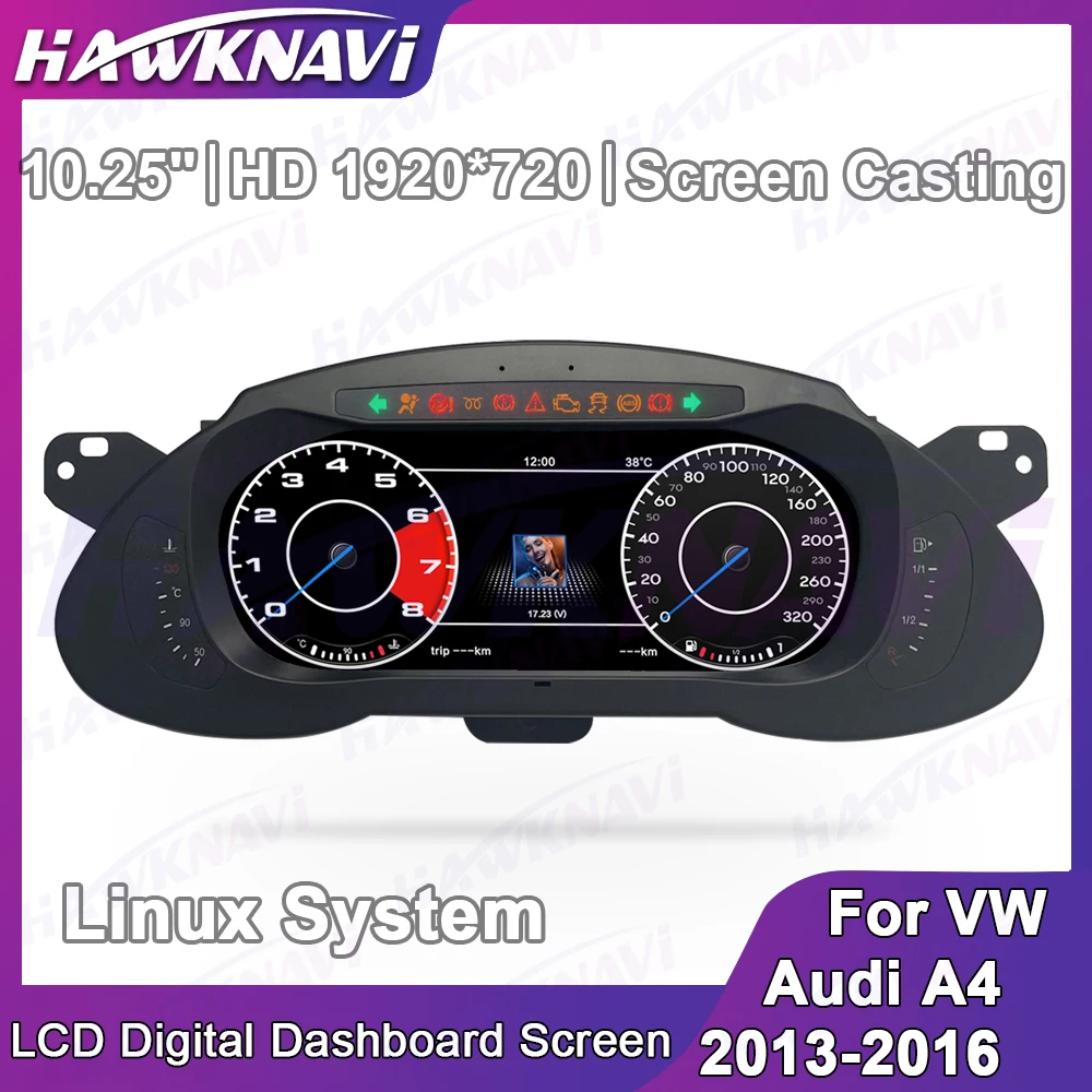 10,25" LCD Digital Dashboard Bildschirm für Audi A4 2013-2016 Linux Auto Instrument Cluster Panel Tachometer
