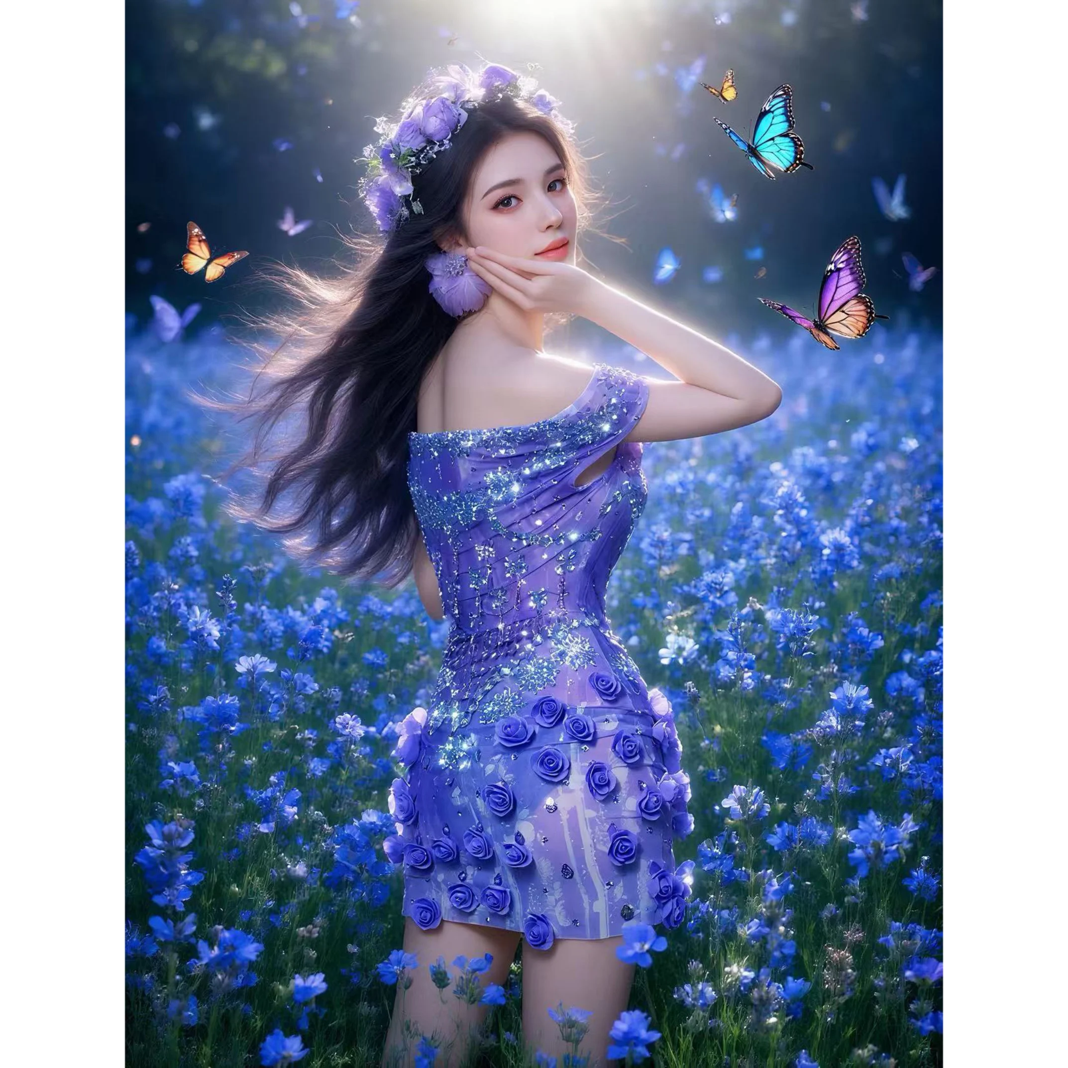 Sukienka imprezowa z dżetami, dekolt łódka, odkryte ramiona, do klubu nocnego, baru, na występy DJ-a, kostiumy, strój sceniczny dla tancerki gogo, DN22189