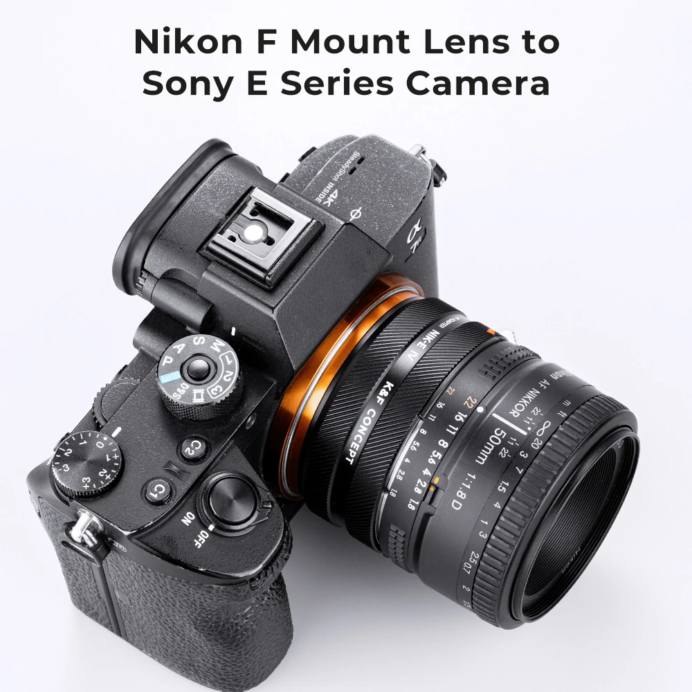 K&F Concept Lens Adapter for Nikon F AI Mount Lens to Sony E Camera a5000 a6000 a6400 A7C A7C2 A1 A9 A7S A7R2 A73 A7R4 A7R5