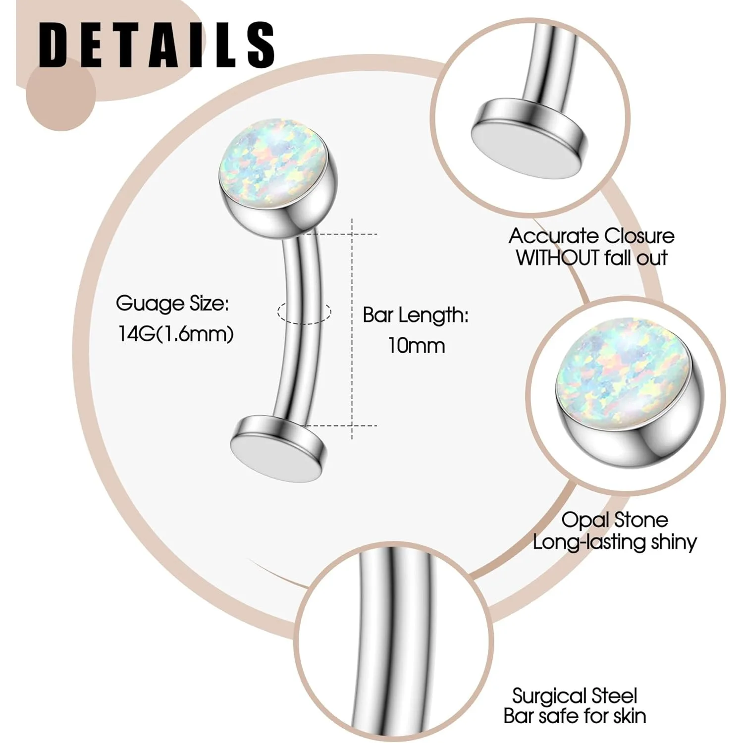 G23 التيتانيوم البطن زر خواتم هيبوالرجينيك داخليا الخيوط البطن الدائري 14 جرام البطن للنساء السرة الثقب مجوهرات