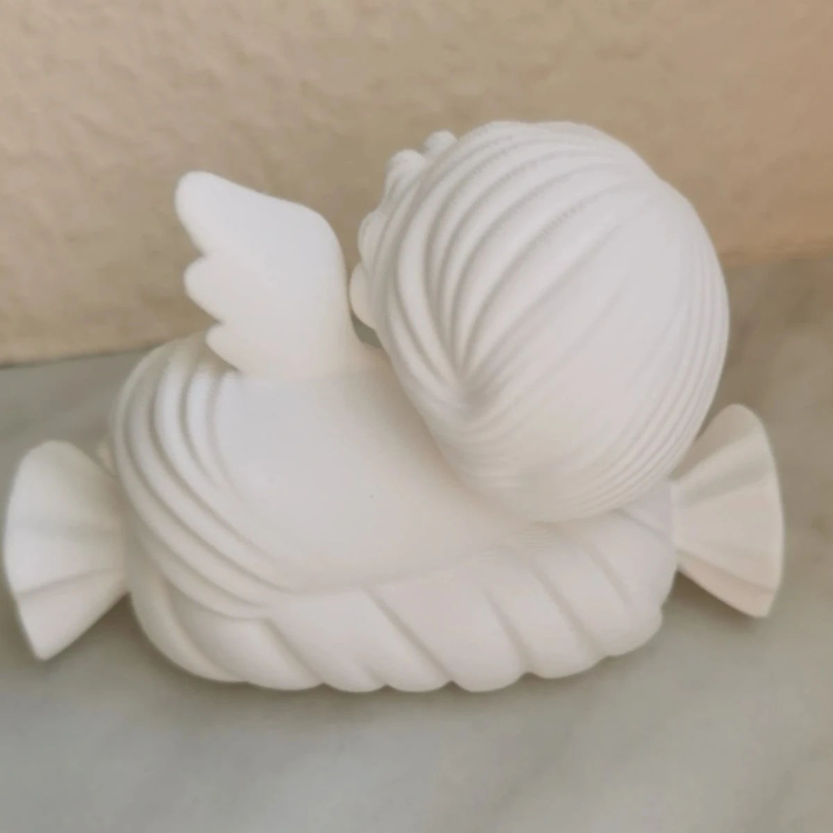 3D Printed Figurine Sleeping Cherub Angel Figurine Realistic Feathered Wings Twisted Candy Pillow Base  Tabletop Ornament Decor