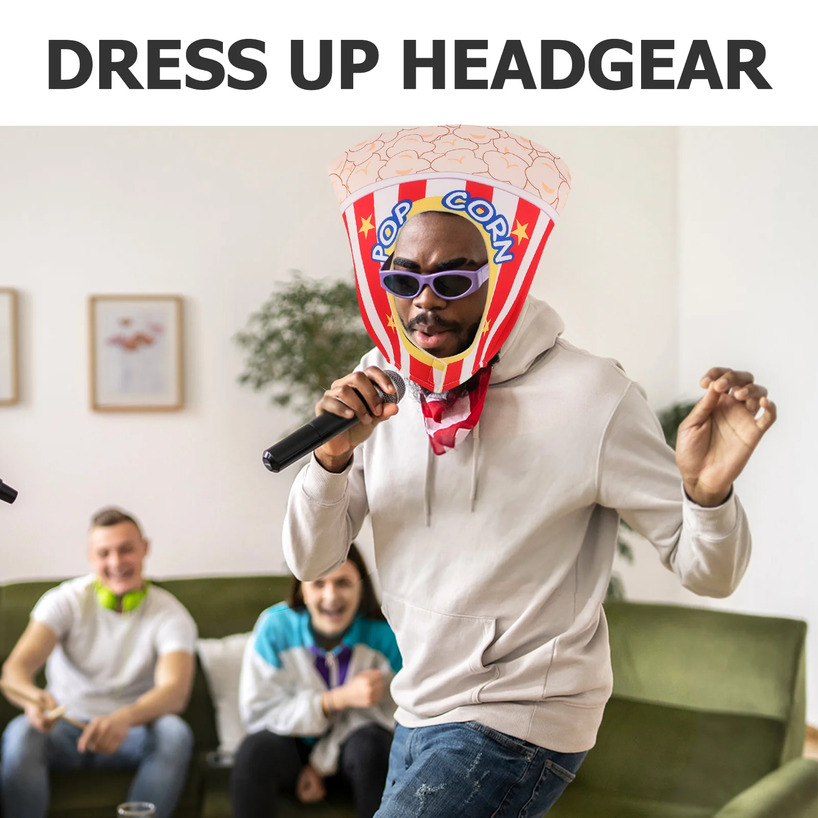 1pcs Popcorn Bucket Headpiece Novelty Costume Hat For Kids Adults Movie Night Party Carnival Christmas Dress Up Accessory -