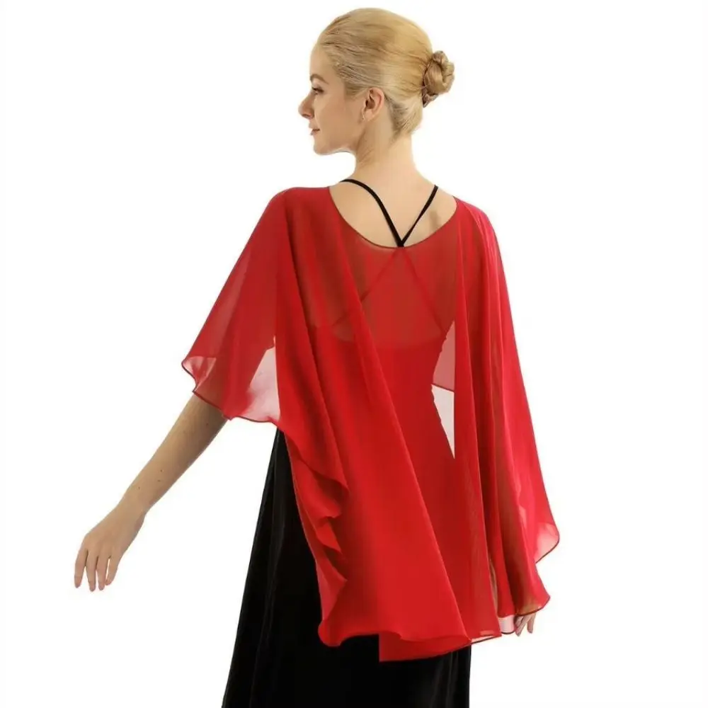 New Fashion Soft Wedding Capes Long Solid Color Chiffon Shrug Evening Cover Up Womens Ladies image 2