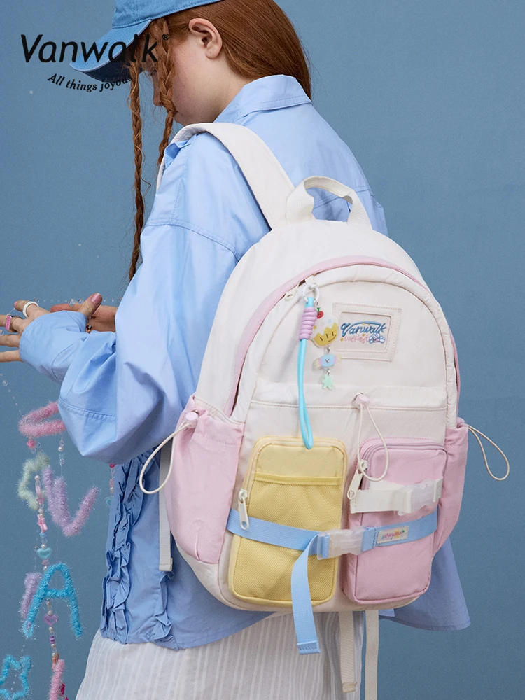 VANWALK Luy Star High Capaci Double oulder Casual School Bapa voor middelbare en middelbare scholieren Fem Model