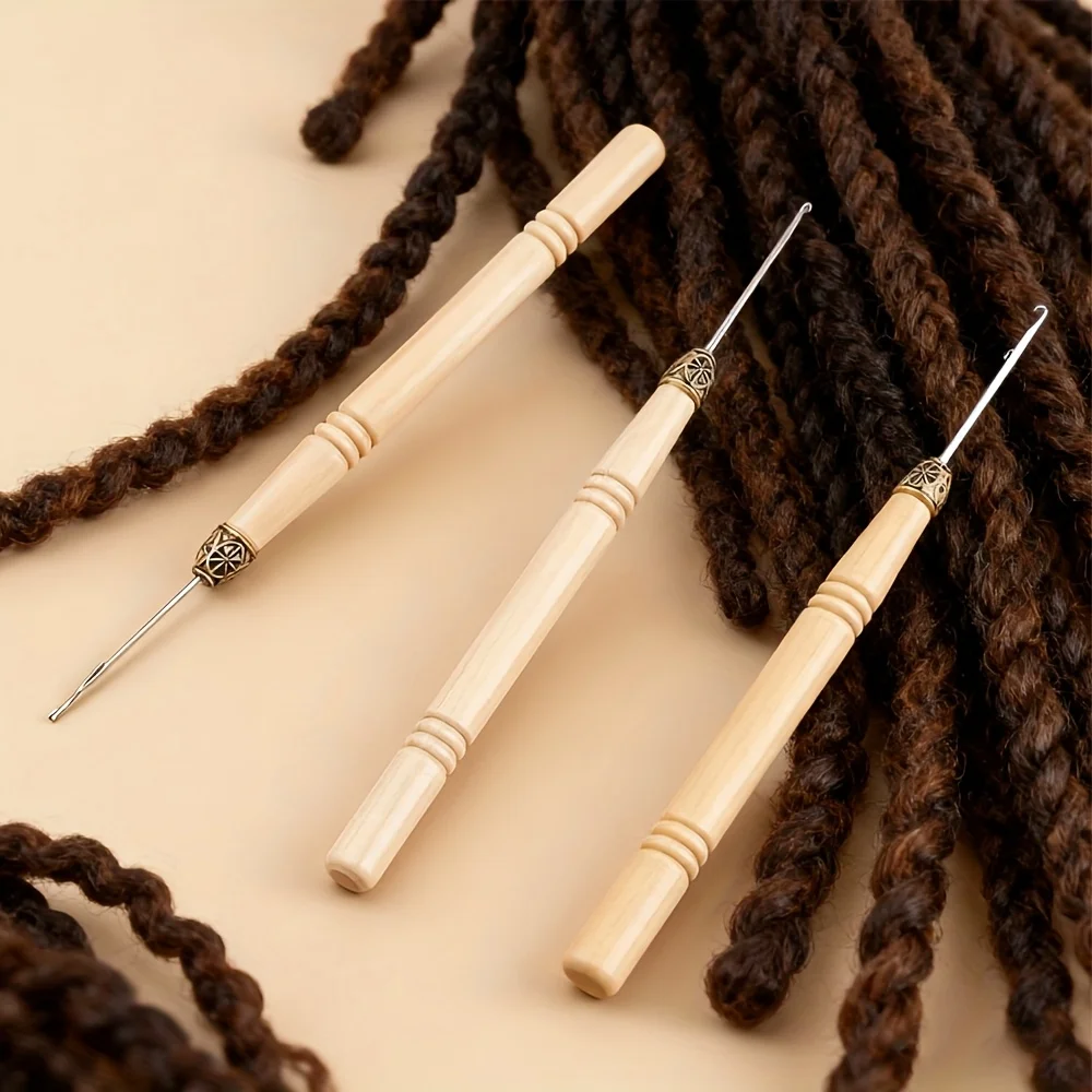 

hook Needle Tools Wooden Handle Hook Needle Lace Wig Making Knitting Micro Rings Loop Hair Extension Weaving