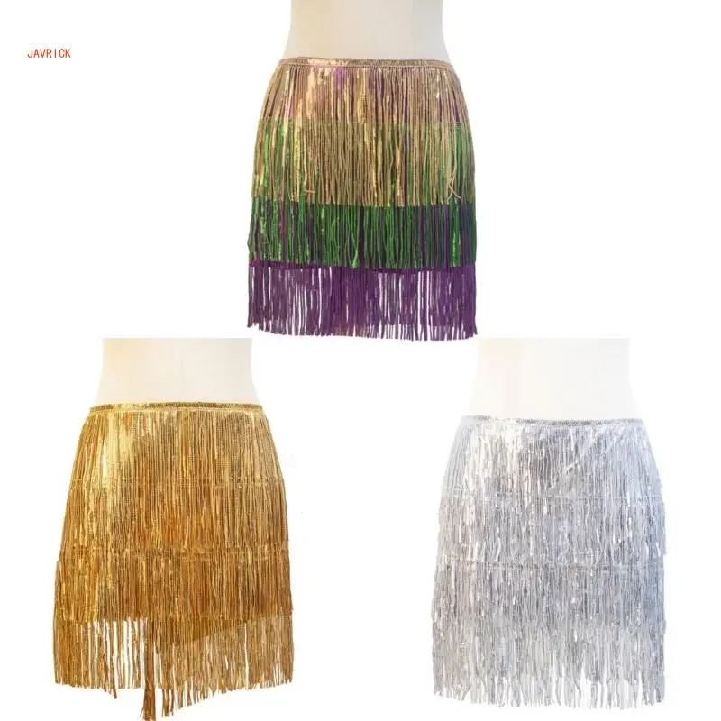 Sequins Tassels Skirt Glitter Fringe Individuality for Women Dance Performances Carnivals Party Costumes