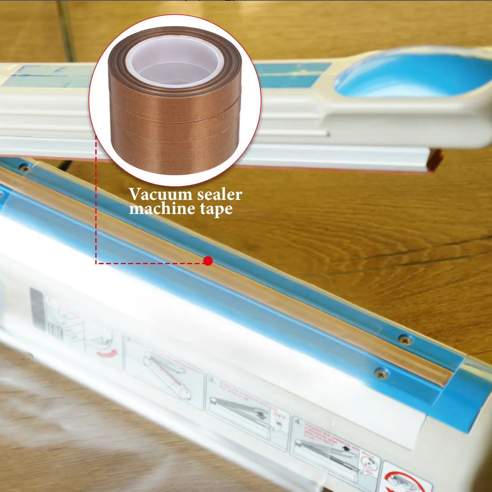 

3 Rolls Tape Hand Sealer Insulation PTFE Vacuum Machine Replacement Heat Resistant Food Sealer Tape