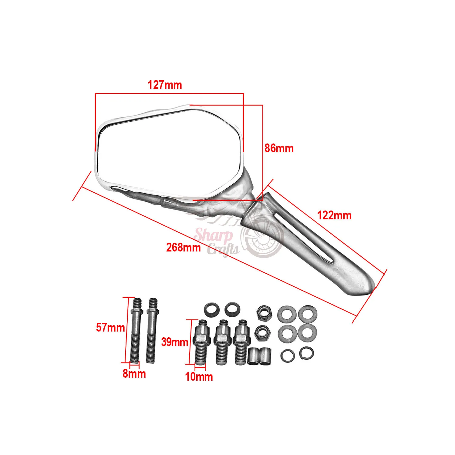 Motorcycle Universal 8mm 10mm Cruiser Bikes Ghost Claw Rear View Mirrors Thread Naked For Harley Honda Yamaha Kawasaki Suzuki