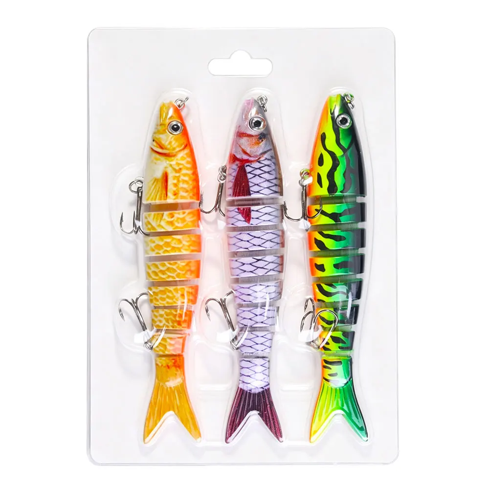 3 Stück/Packung, lebensechte, mehrteilige Schwimmköder, sinkende Hartköder, bionisch, realistisch, 13,4 cm, 18,6 g, für Barsch, Hecht, Süßwasser.