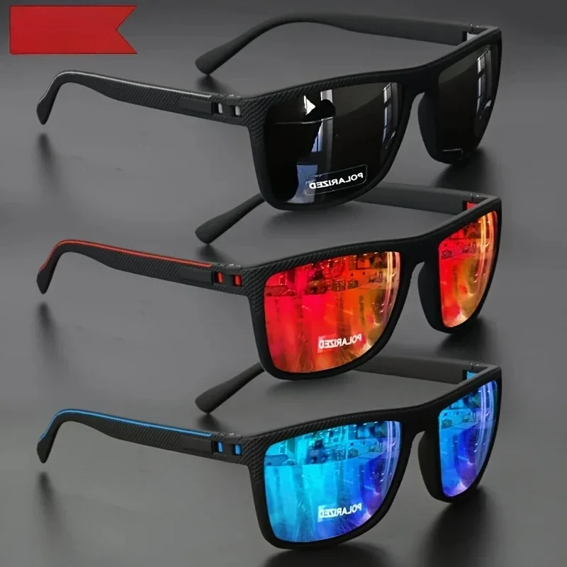 

2025 новые поляризационные солнцезащитные очки в квадратной оправе, высококачественные пружинные петли, разноцветные линзы с покрытием для отдыха, вождения, рыбалки, УФ-P