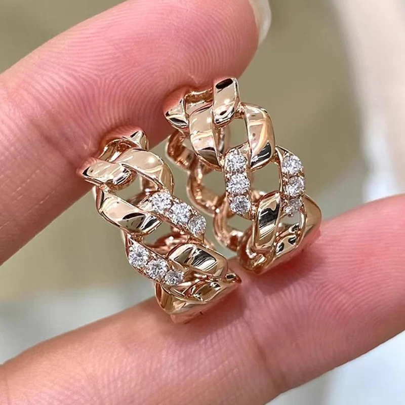 

Легкие роскошные креативные серьги-цепочки с витым плетением, модные серьги-цепочки с микроинкрустацией цирконами, кубинские серьги-цепочки с застежкой, ювелирные изделия для женщин KOFSAC