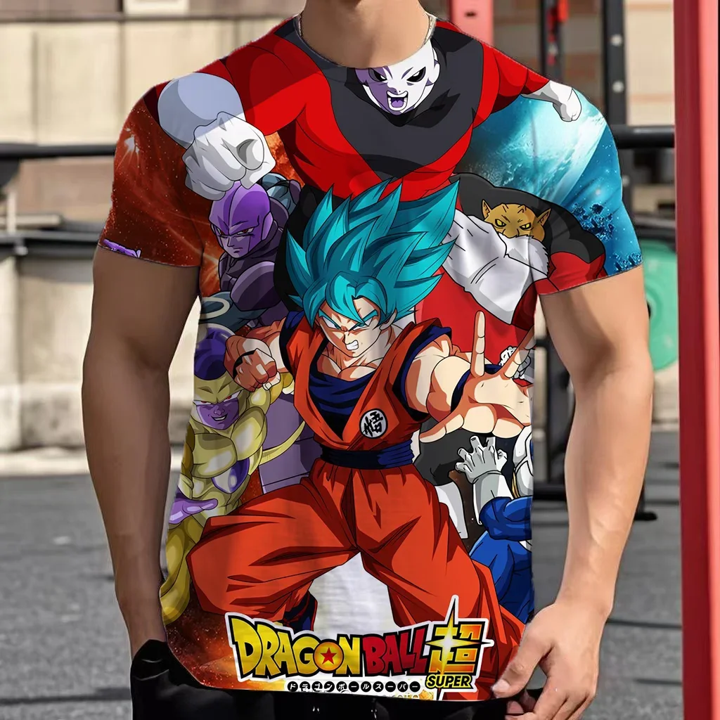 

2025 New Fashion Dragon Ball 3D T-shirt Summer O-Neck Goku Vegeta Men's Casual Shirt Boys Short Sleeve Orange Breathable Jersey