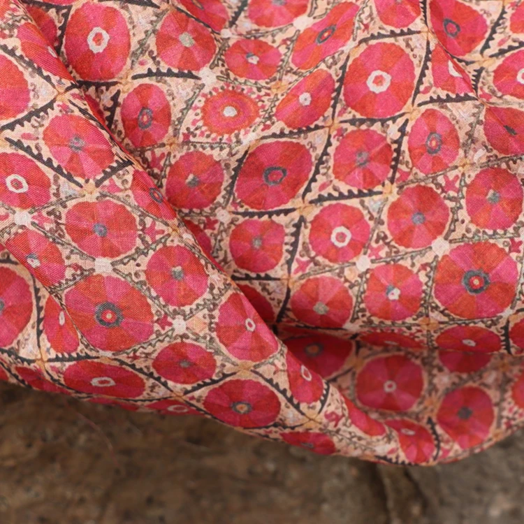 Natural pure ramie patchwork Geometric printing tissus High-end clothes, gowns, dresses, thin summer styles tissu