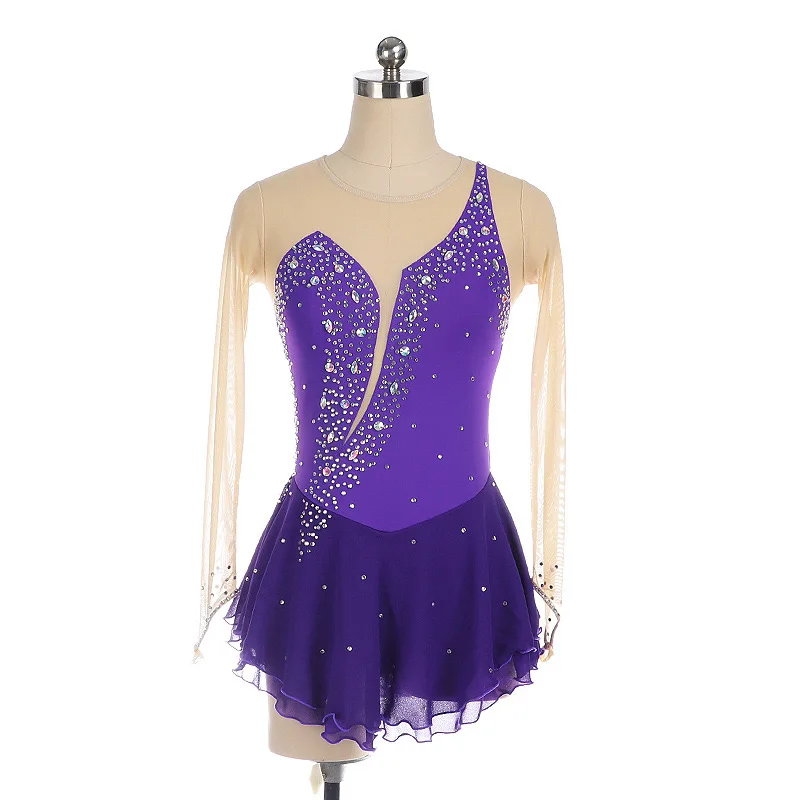 Figure Skating Performance Wear Customized Children Adult Girls Competition Grading Skirt Purpl