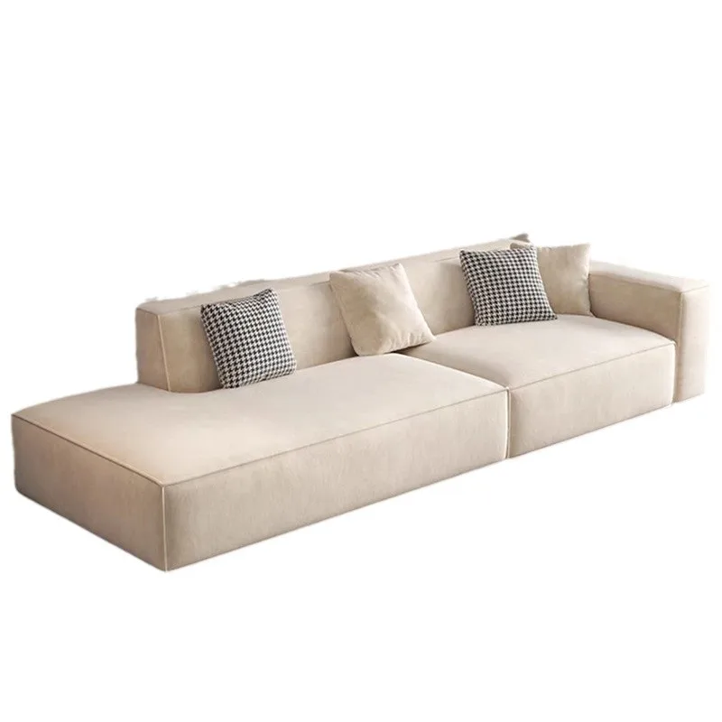 

Straight row concubine module sofa creamy light luxury cotton and linen velvet fabric living room small apartment