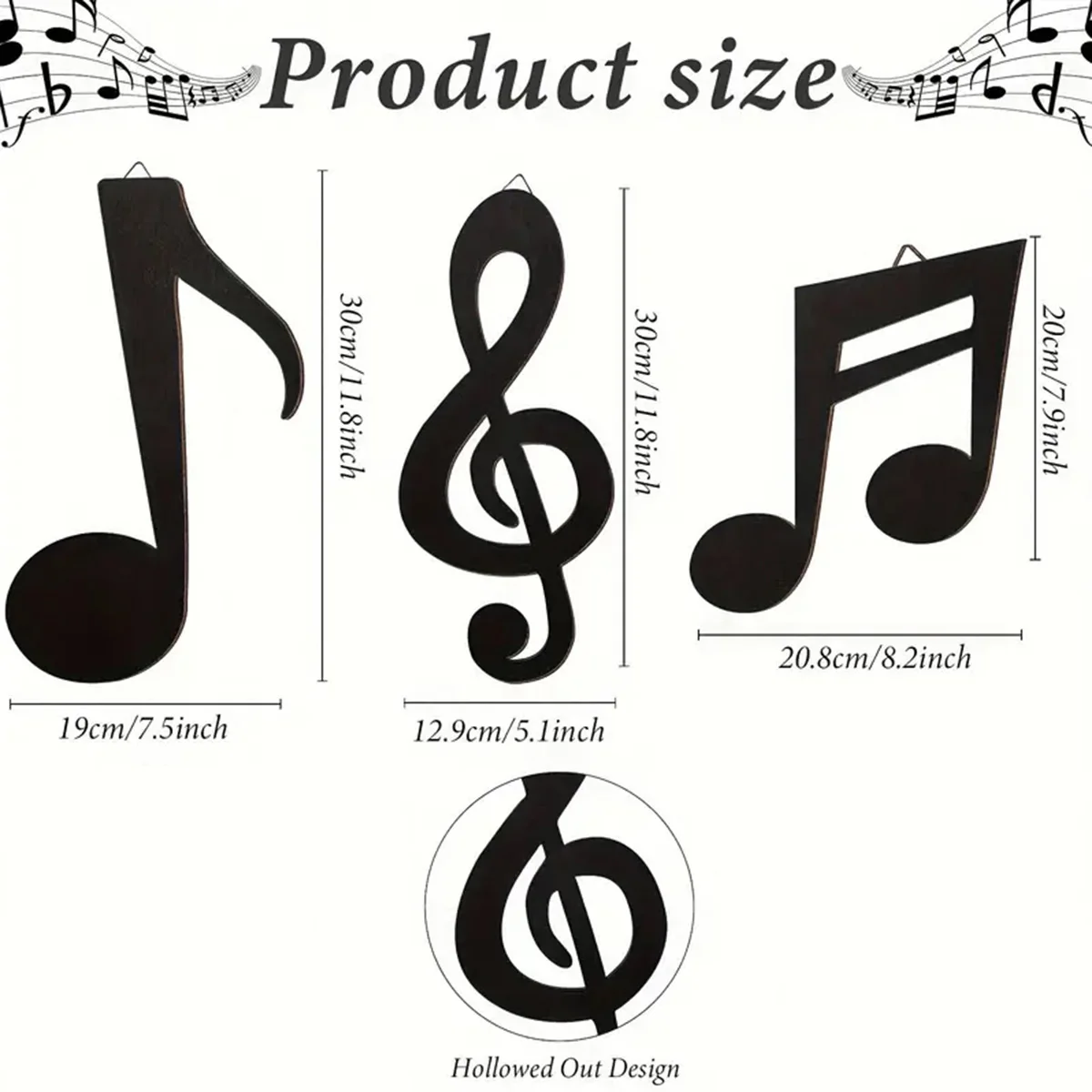 3Pcs Wood Wall Art Decor, Musical Note, Gifts for Music Lovers for KTV, Recording Studio, Home Wall Decoration