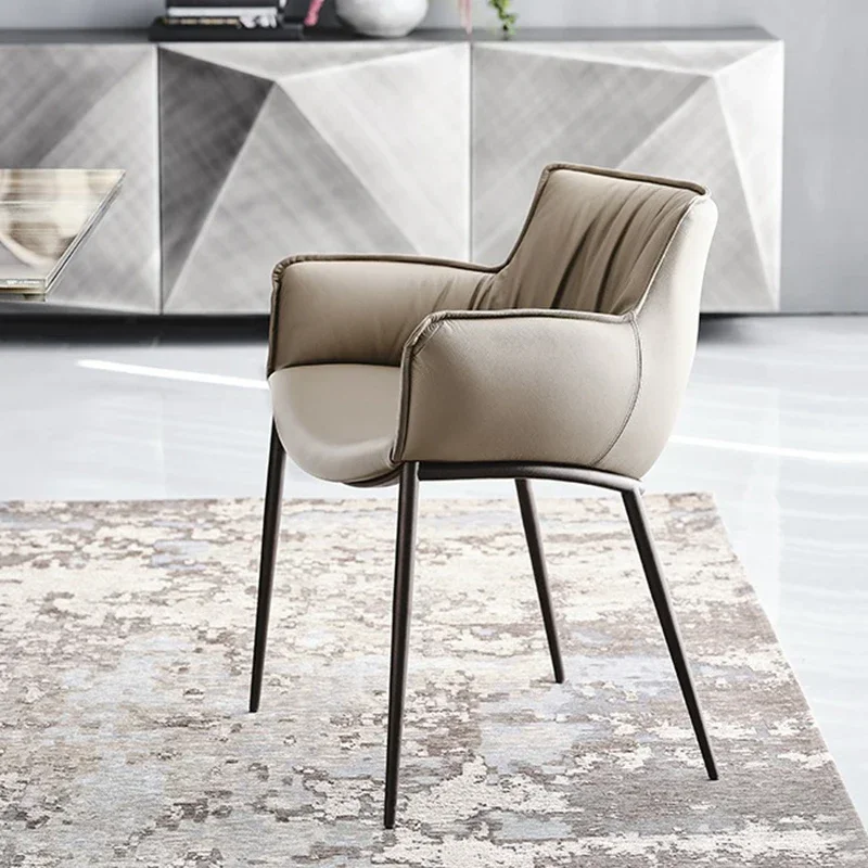 

z Italian light luxury backrest dining chair modern simple household small unit stool restaurant bedroom cafe leather chair