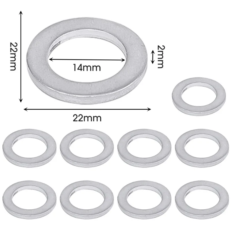 10/20pcs Car Engine Sump Oil Drain Seal Gasket 14mm Hole Nut Washer for Honda Engine Oil Sump Aluminium Seal Gasket Auto Parts