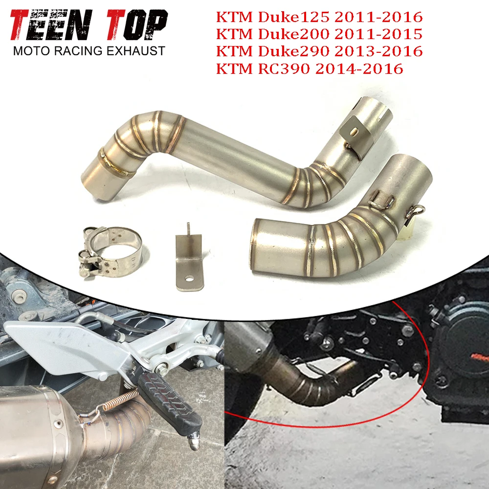 Motorcycle Exhaust Escape Mid Connect Tube For KTM Duke125 Duke200 Duke290 RC390 Decat Pipe Middle Link Pipe 2014-2016 51mm