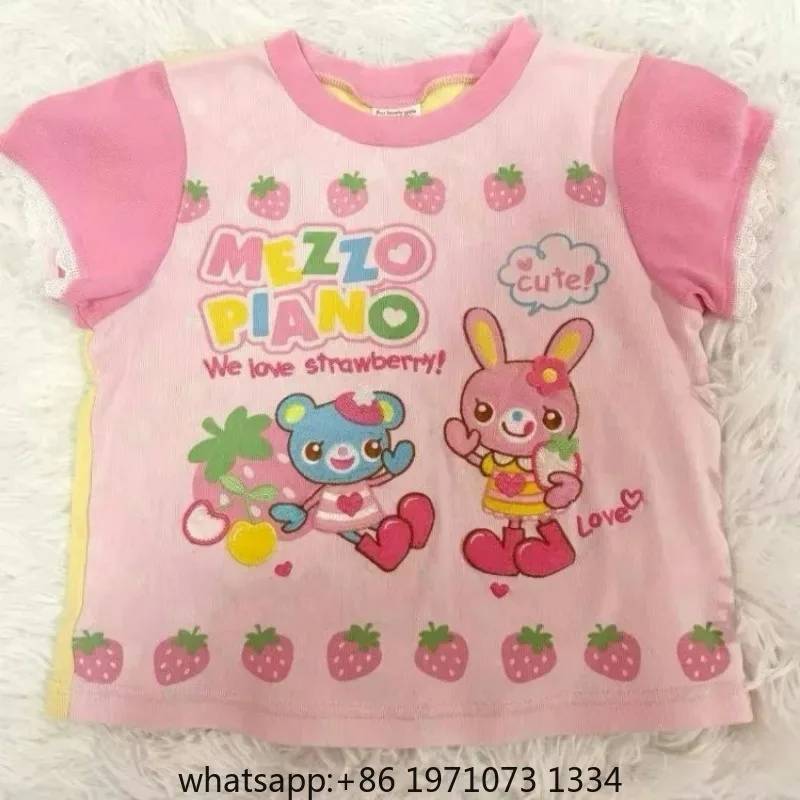 Japanese Kawaii Cartoon Print Tshirts Harajuku Contrast Patchwork Lace Fairy T-shirt Women Y2k Aesthetic Grunge Cropped Tees view 4