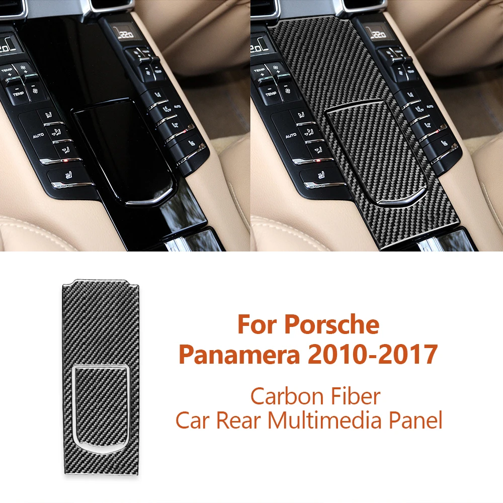 

For Porsche Panamera 2010-2017 Carbon Fiber Car Rear Multimedia Panel Decorative Stickers Car-Styling Auto Interior Accessories