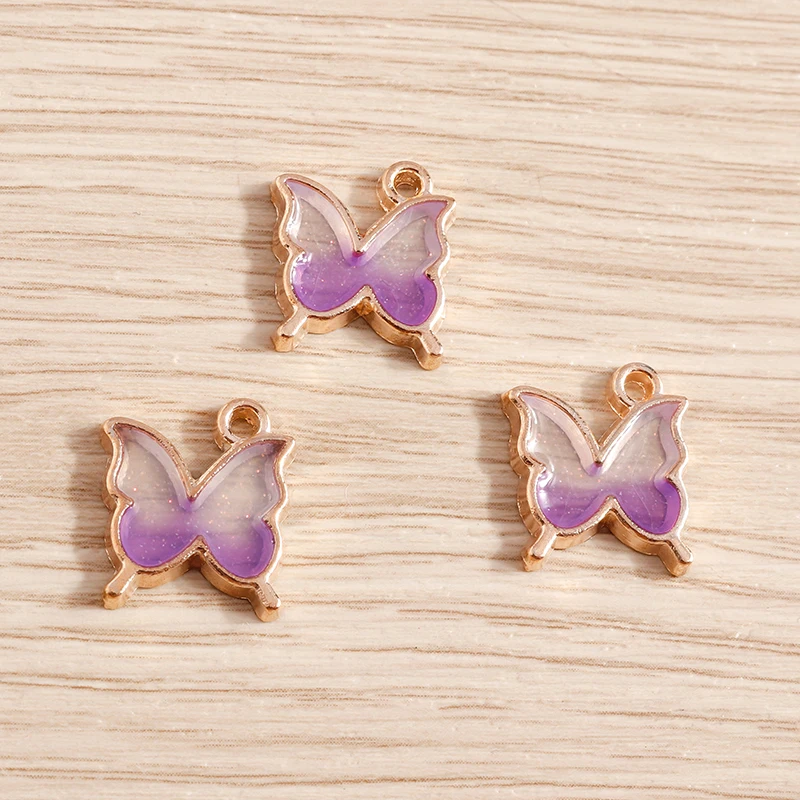Tusember 20 Stück 14 x 16 mm Emaille-Anhänger mit Farbverlauf, Schmetterlingsanhänger für Tropfenohrringe, Armbänder, DIY-Schmuckherstellung, Zubehör – Detail 4