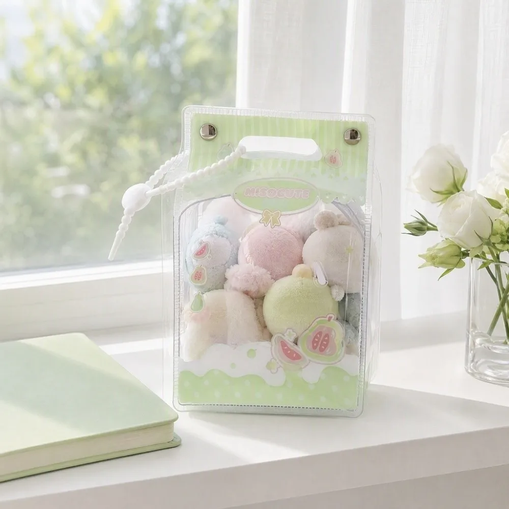 Transparent Milk Box Storage Bag PVC Material Milk Carton Shape Protector Case with Clear Window Kaychain Display Bag