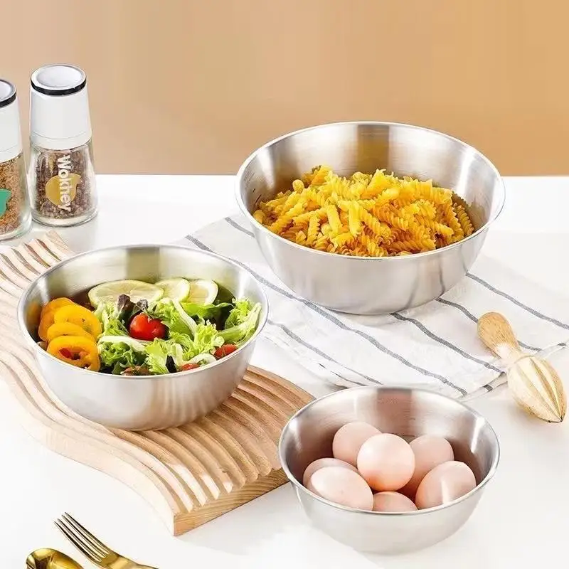 Hot Sale Stainless Steel Silver Salad Bowl Rice Noodles Lami
