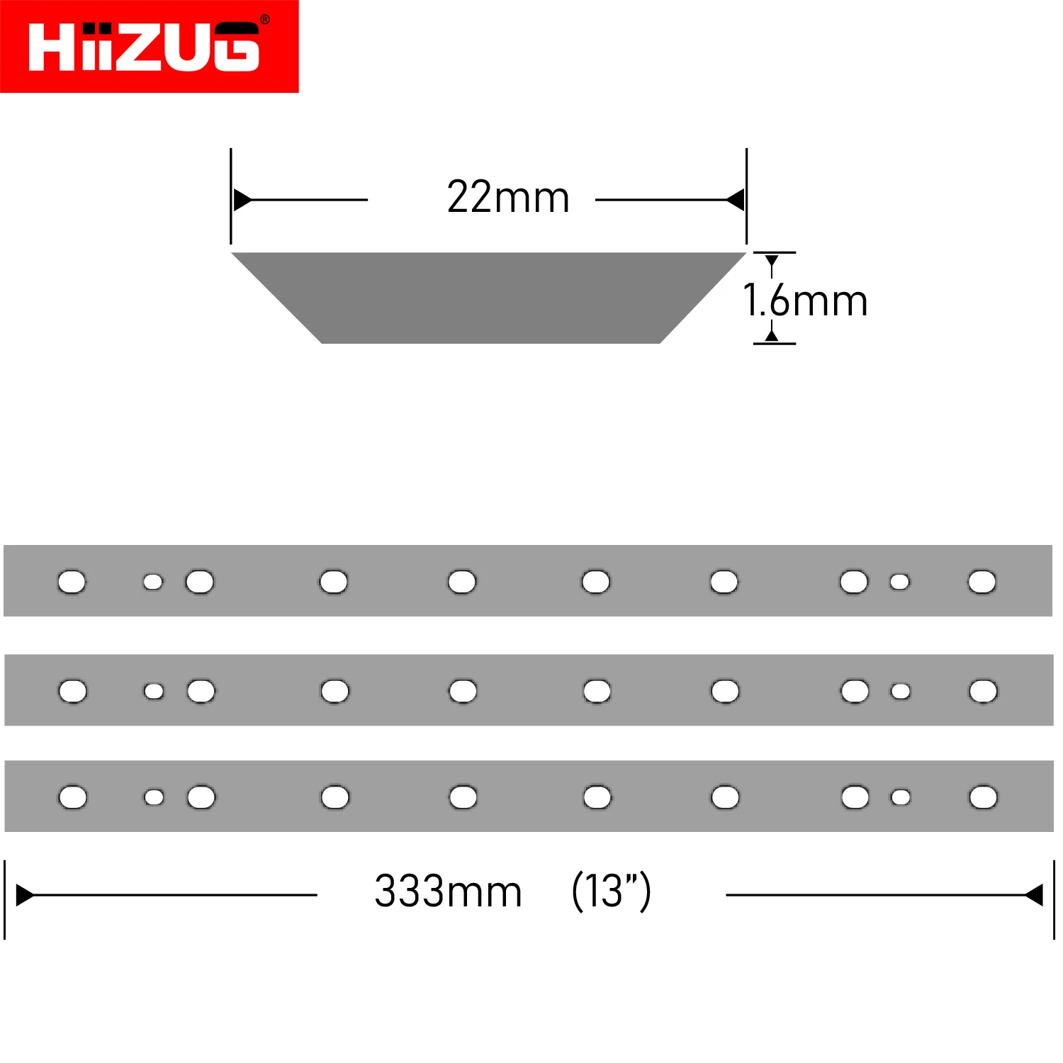 Lâmina plaina Dewalt dw735, 3pcs, 333x22x1.6mm, para dewalt, dw735, dw7352, jointer espessador, hss/lata