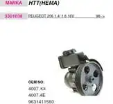 3301038 power steering pump (HEMA) P206 2 CIVATALI TU1JP/TU3A/TU3A/TU3JP/TU3JP/TU3JP/TU3JP/TU5JP4 pulley CAP: