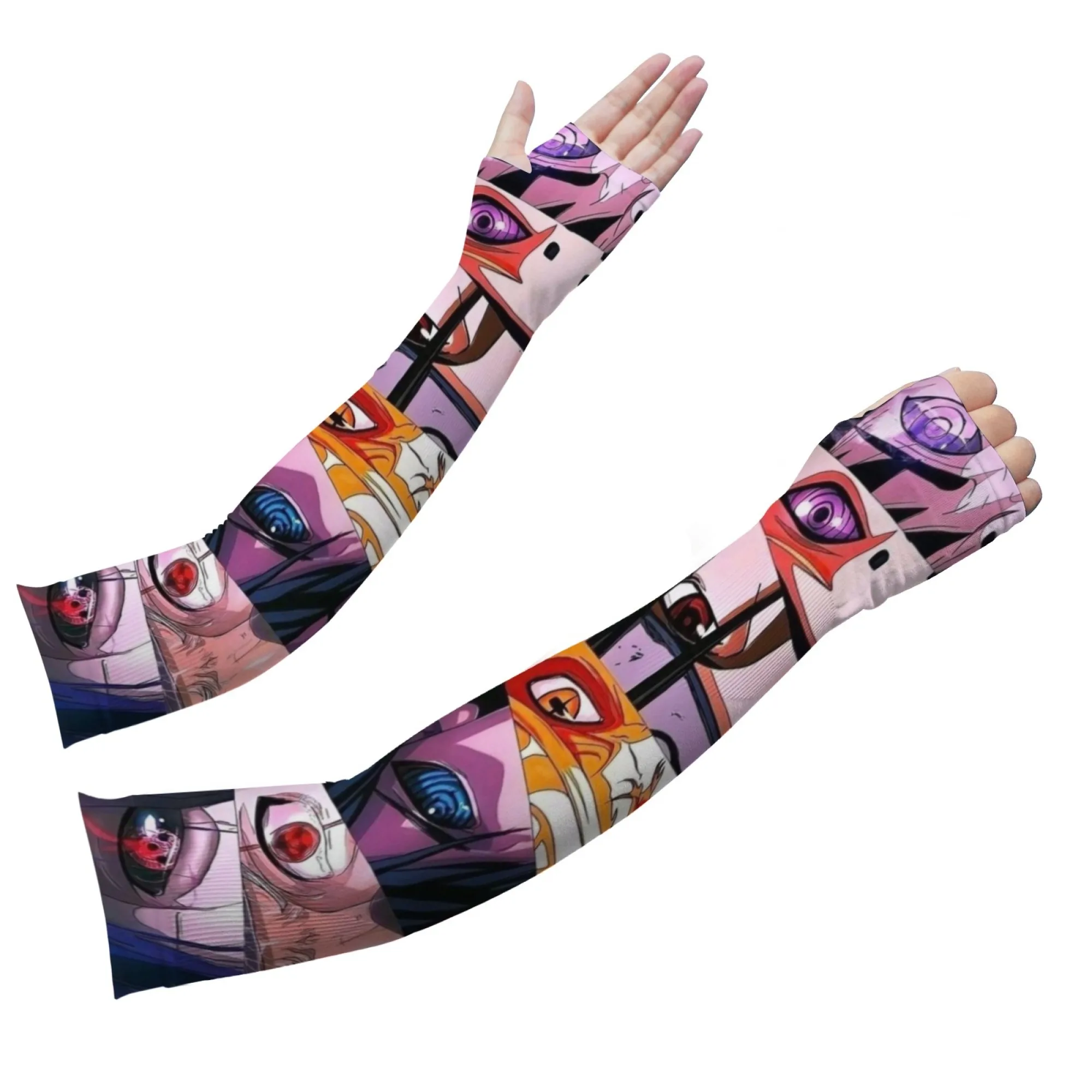 عيون شخصية الرسوم المتحركة، أكمام ممتعة ومبتكرة، مريحة وقابلة للتنفس وغير قابلة للانزلاق للحماية من أشعة الشمس في الهواء الطلق، أكمام البستنة للجنسين