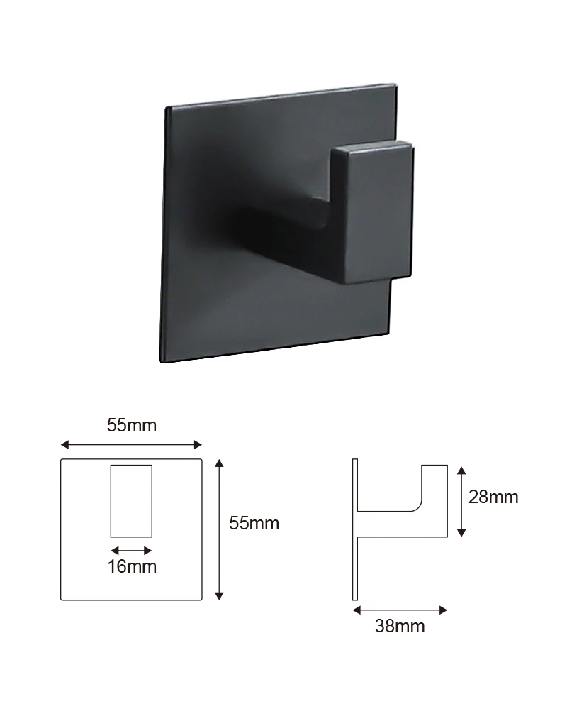 Schwarz Selbst-Adhesive Wand Haken Für Hängen Schlüssel Kleiderbügel Tür Robe Haken Mantel Rack Handtuch Halter Bad Zubehör – Detail 7