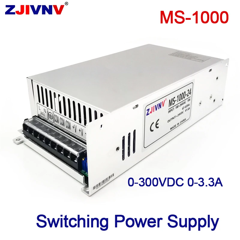 1000W Adjustable Switching Power Supply 180-264VAC to DC 0-300V 3.3A Constant voltage and constant current MS-1000-300