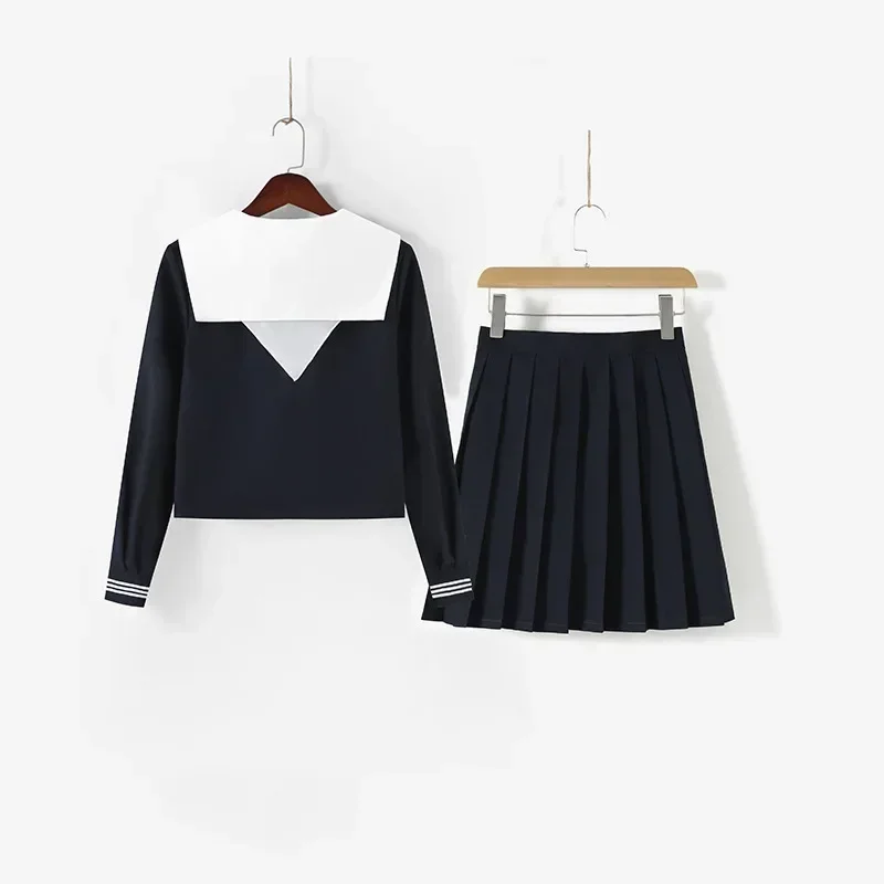 Fashion Jk School Uniform for Girls Sweet Navy Sailor Dress and Pleated Skirt Korean Uniform Sets Japanese Anime Cosplay Costume