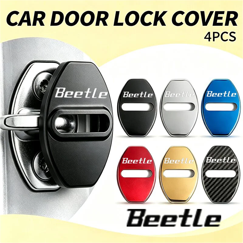 4PCS Stainless Steel Car Door Lock Protection Covers for Volkswagen Beetle Logo Jetta RLine Polo Golf Passat Tiguan Anti-Rust